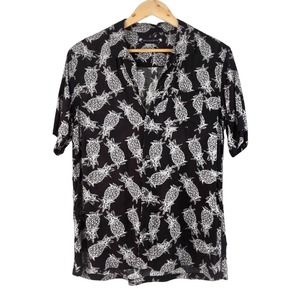 AllSaints All saints Pineapple Short Sleeve Button Down Shirt Black/White Mens S